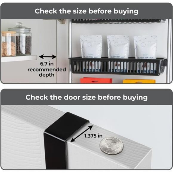 Over the Door Organizer Rack Storage Shelf Pantry Bathroom Closet with Baskets - Picture 5 of 7